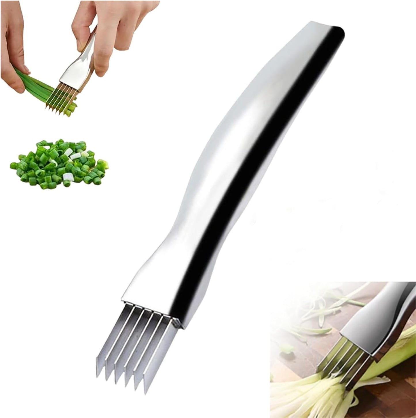Shred Silk The Knife, 2025 Upgrade Green Onion Cutter Stainless Steel Chopped Kitchen Slicing Tool Cutter for Vegetables Onion Garlic, Multifunctional Kitchen Food Vegetable Cutter (1Pack)