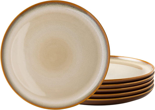 LERATIO Ceramic Plates Set of 6, 8.5 Inch Reactive Glaze Light Weight Porcelain Salad Plates,Modern Shape Dinnerware Dishes Set for Kitchen,Microwave&Dishwasher&Oven Safe, Scratch Resistant