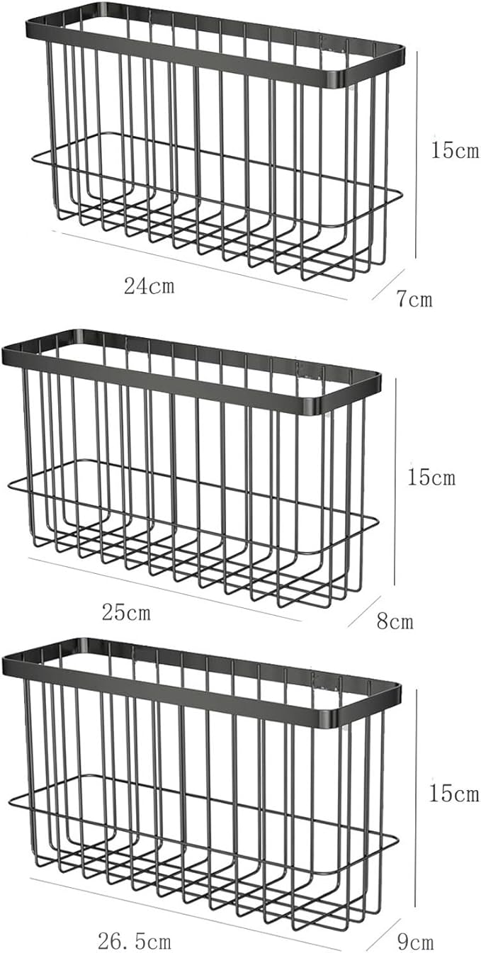 2 Piece Kitchen Cabinet Door Storage Box,Self Adhesive Wall Mounted Storage Boxes,Wardrobe/Bathroom/Refrigerator Small Items Organizer Storage Box (Black3)