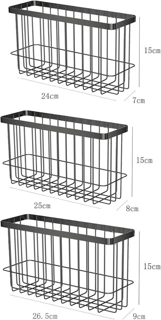 2 Piece Kitchen Cabinet Door Storage Box,Self Adhesive Wall Mounted Storage Boxes,Wardrobe/Bathroom/Refrigerator Small Items Organizer Storage Box (Black3)