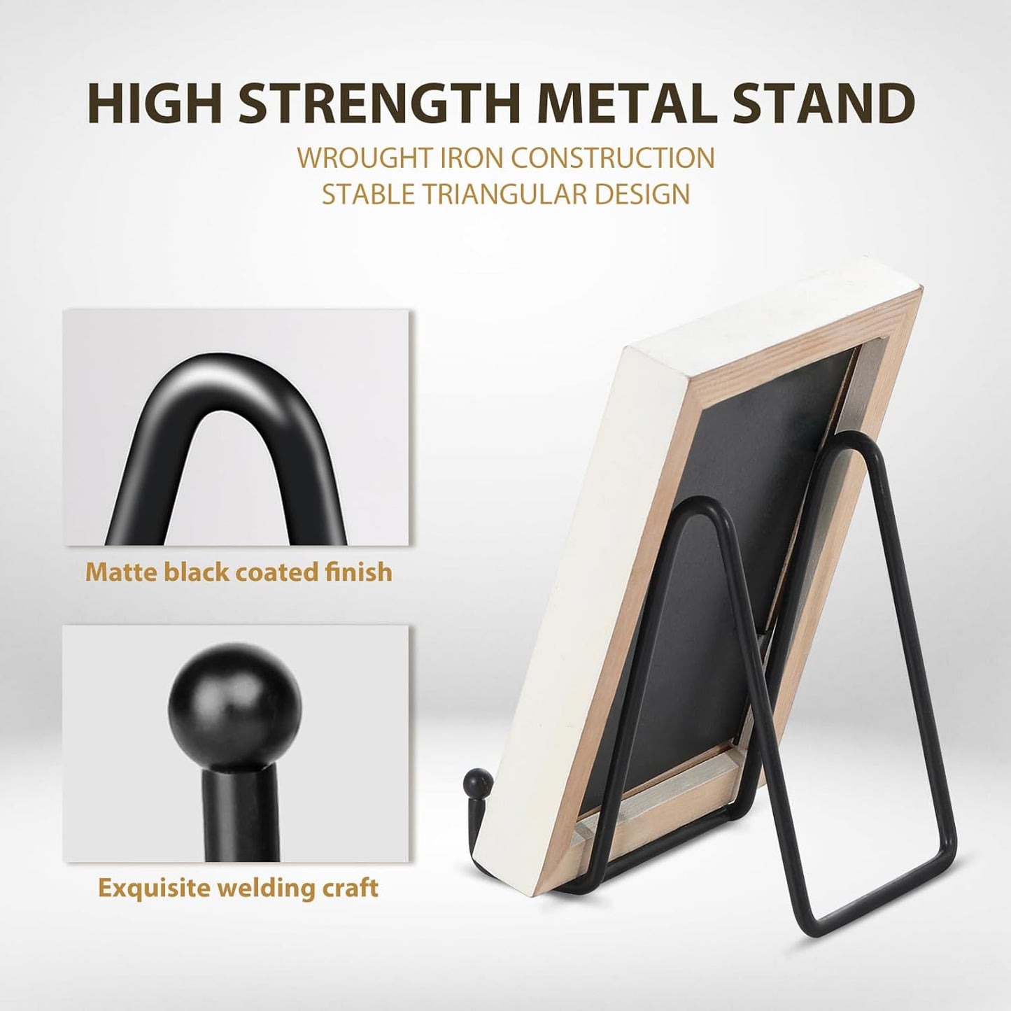 LIONWEI LIONWELI Plate Display Stand Easel Holders - 4.5" Tabletop Metal Stands for Decorative Plates, Photos & Picture Frames - Black, 2-Pack