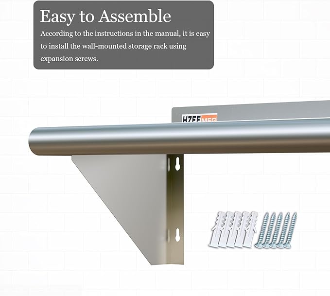 Stainless Steel Wall Mounted Shelf 14x30 Inches, 18 Gauge Commercial Shelving Metal Storage Rack Shelves for Kitchen, Restaurant, Garage and Laundry