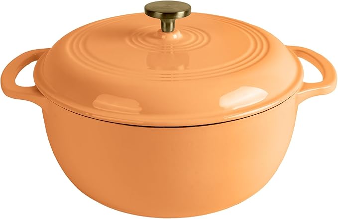 Premium Enameled Cast Iron Dutch Oven for Bread Baking | Non-Stick 2QT Oval Bread Oven with Lid | Perfect for Sourdough, Loaf, and Artisan Baking (Round Orange, 5.5 QT)