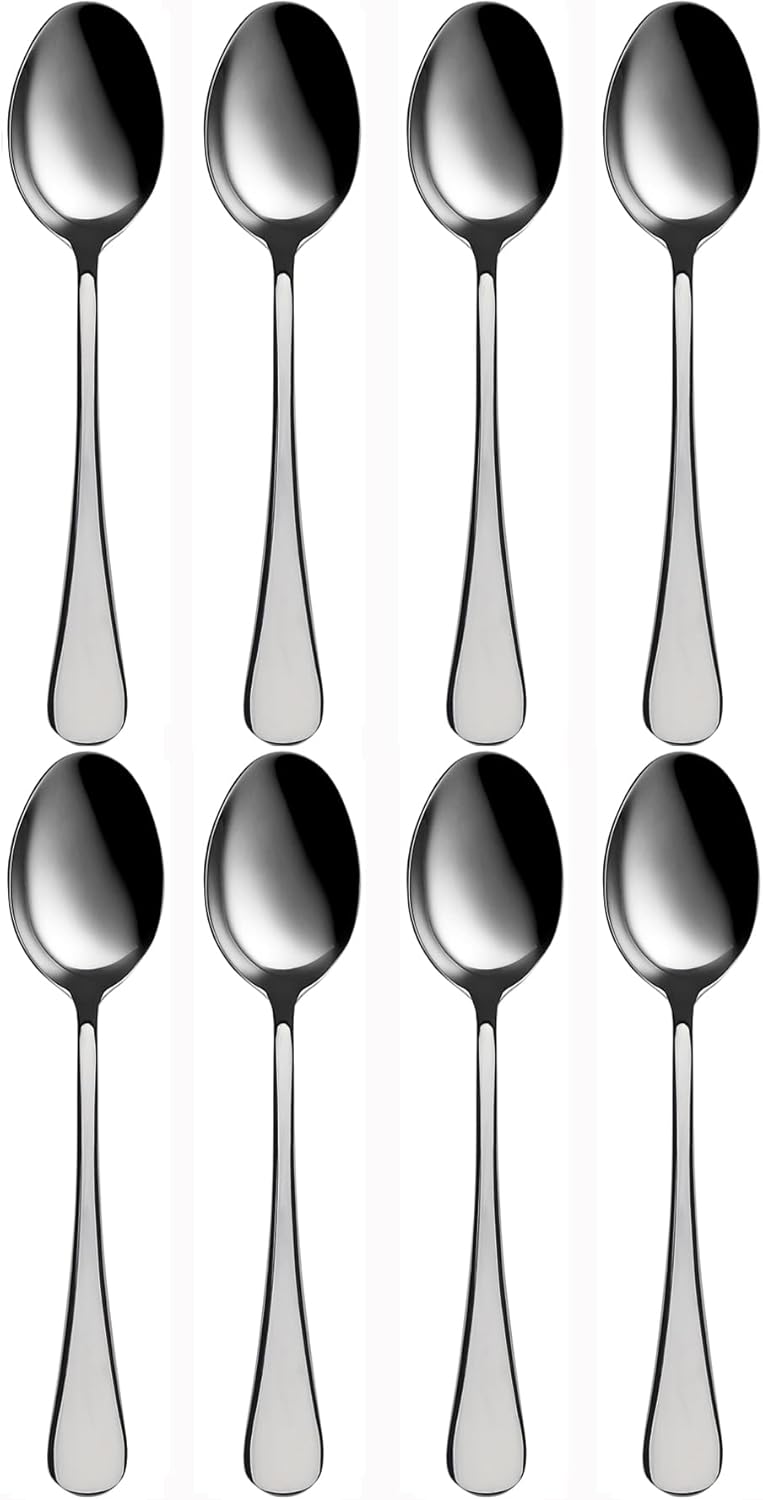 WYT Dinner Spoons Set for 8, Stainless Steel 8-Piece Flatware Spoons Set, Modern Silverware Dinner Spoon, Mirror Polished, Dishwasher Safe, 7.9 Inches