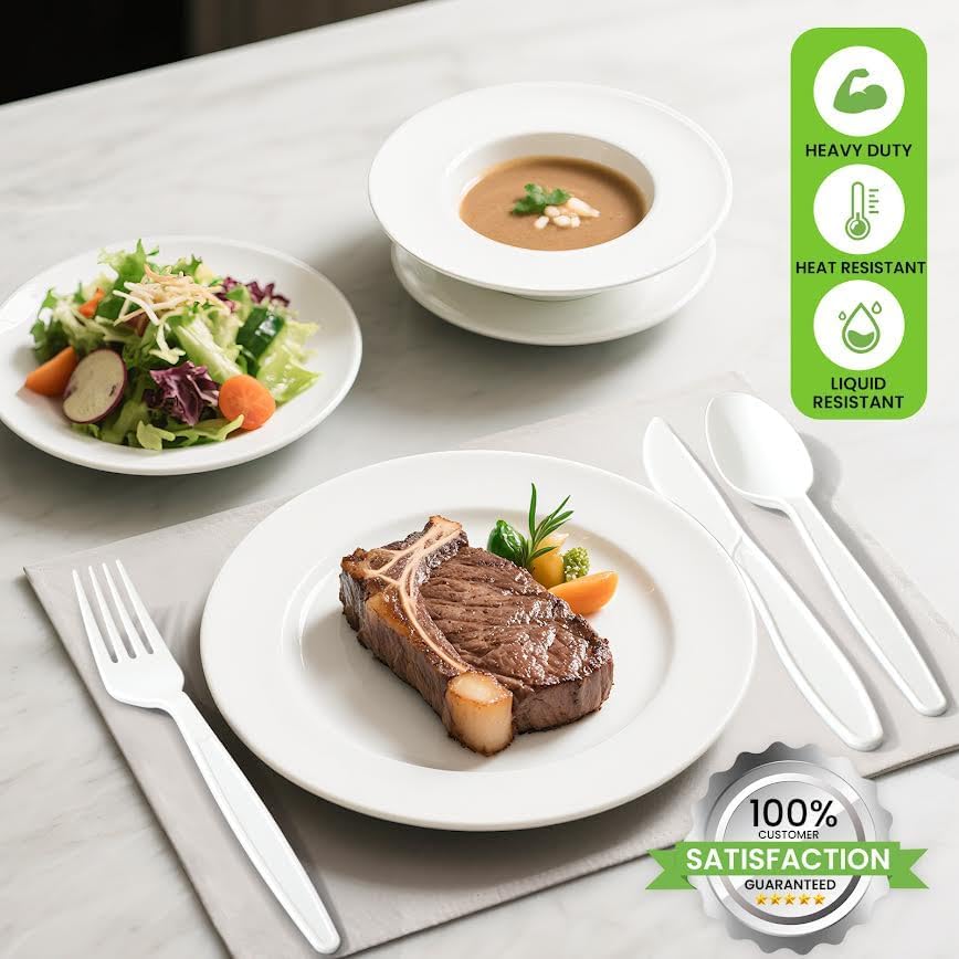 Heavy Duty Compostable Forks (300Pack), Eco-Friendly Heavyweight No-Plastic Fork - 100% Disposable Forks Cornstarch Flatware for Lounge Party Wedding BBQ Picnic Camping