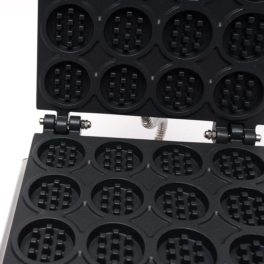 16 Grids Commercial Electric Waffle Maker 1750W,Non-stick Waffle Machine 50~300℃ Temp,Stainless Steel Mini Round Waffle Maker Machine for Restaurant,110V, 3164NQC