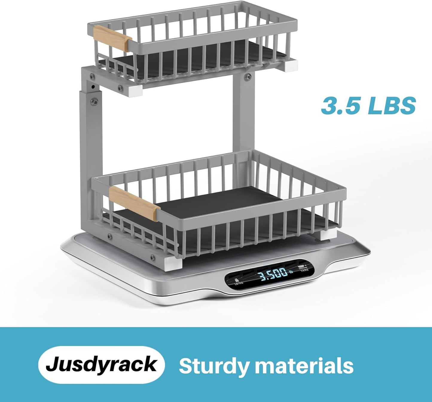 Under Sink Organizer, 2 Packs 2 Tier Gray Under Sink Organizers and Storage, Slide Out Pull Out Cabinet Organizer Shelf, Metal Sliding Drawer for Kitchen Bathroom Cabinet Organization Rack