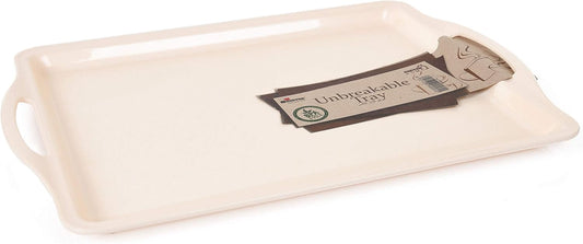 Mintra Home Durable Serving Tray - (1pk, CREAM) Unbreakable, Breakfast, Cafeteria, Fast Food, Handles