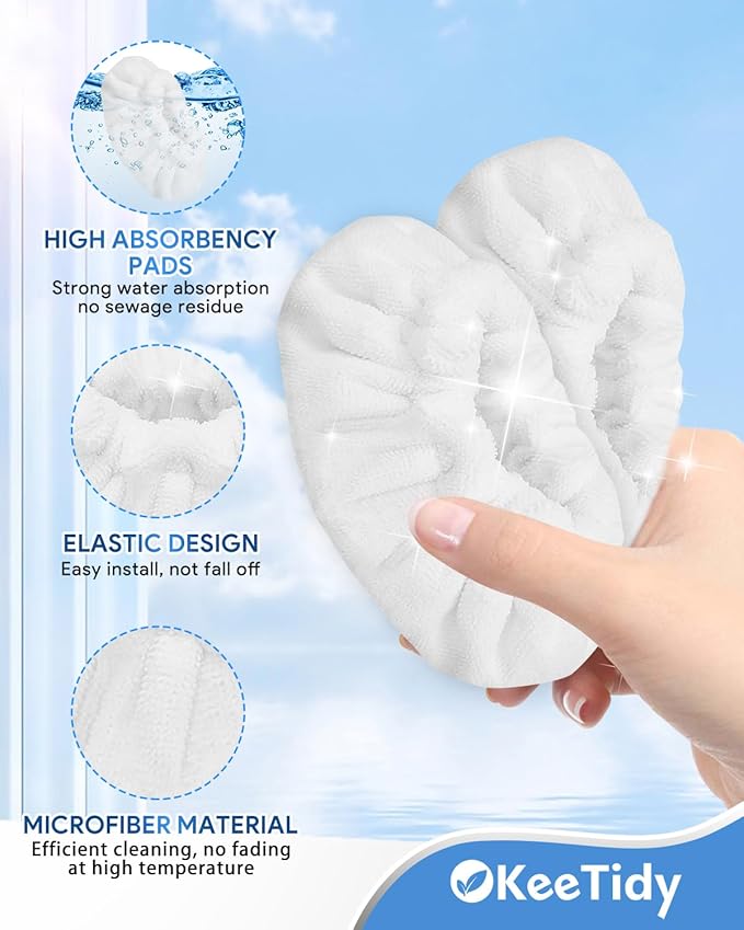 6 Pack Steam Mop Pads Compatible with Dupray Neat Steam Cleaner Accessories, Reusable Microfiber Pads Washable Steam Cleaner Accessories Large Bonnets Rectangle for Multi-Surface