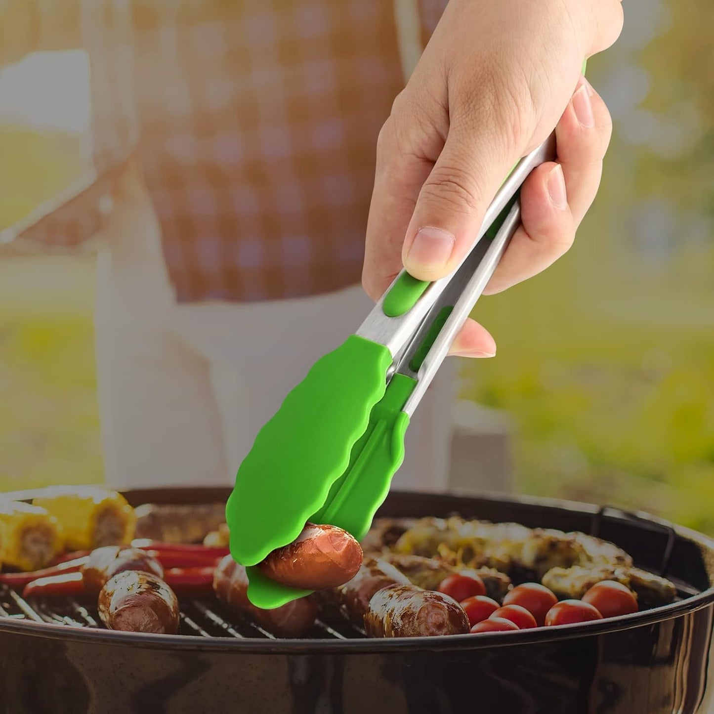 Hotec Premium Stainless Steel Locking Kitchen Tongs with Silicon Tips, Set of 3-7", 9" and 12" multicolor