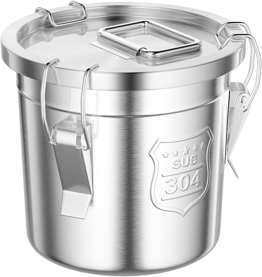 304 Stainless Steel Airtight Canister, 1.6Gal /203oz/6L Airtight Food Storage Container with Lid Lock Clips, Flour Container Metal Bucket Food Storage Container for Rice, Flour, Grain, Coffee Bean