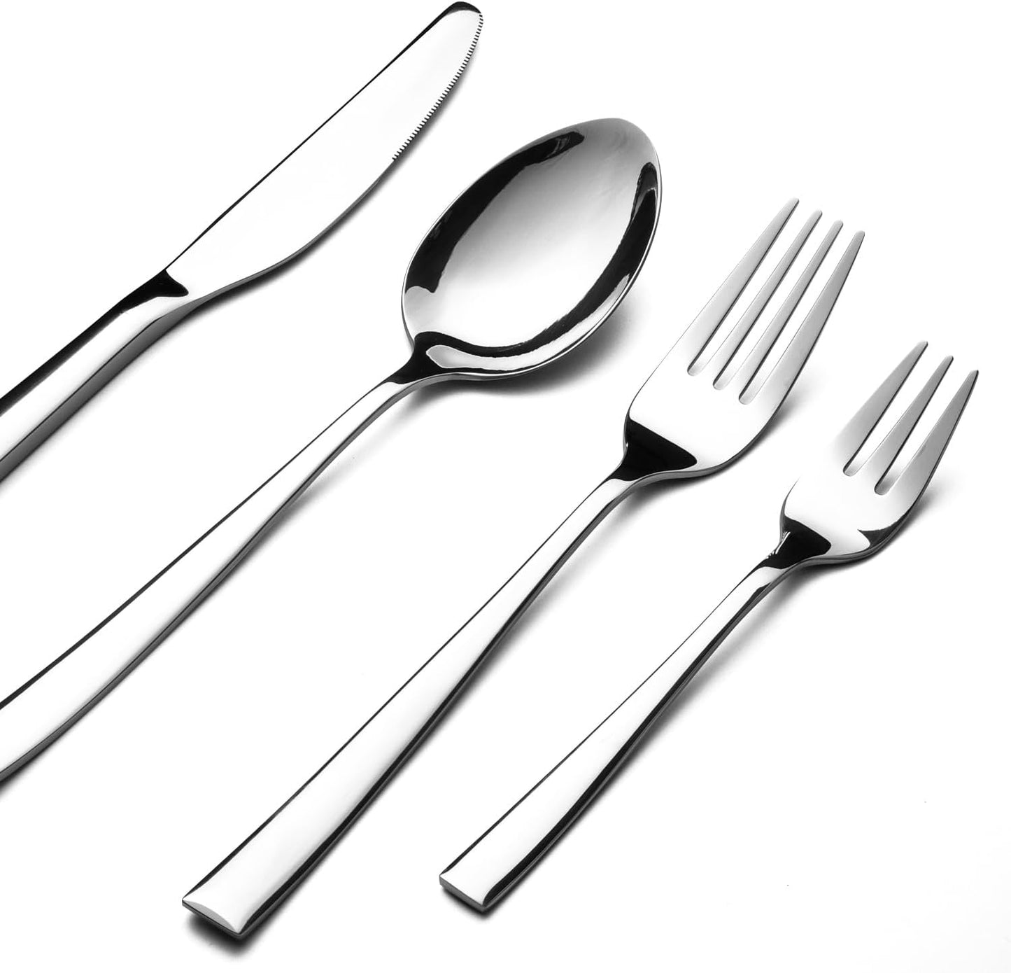 48 Piece Silverware Flatware Cutlery Set, Stainless Steel Utensils Service for 12, Include Knife Fork Spoon, Mirror Polished, Dishwasher Safe