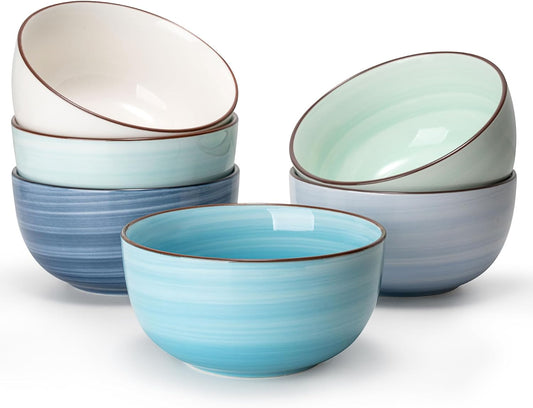 Sweese 10 Oz Ceramic Ice Cream Bowls, Set of 6, Dishwasher Microwave Safe Dessert Bowls in Assorted Cool Colors