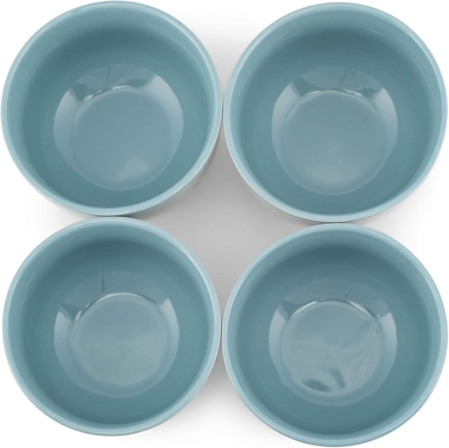Elanze Designs Bistro Glossy Ceramic 4 inch Cute and Small Dessert Bowls Set of 4 - Perfect for Everyday uses from Snacks, Ice Cream, Candy and Treats, Ice Blue