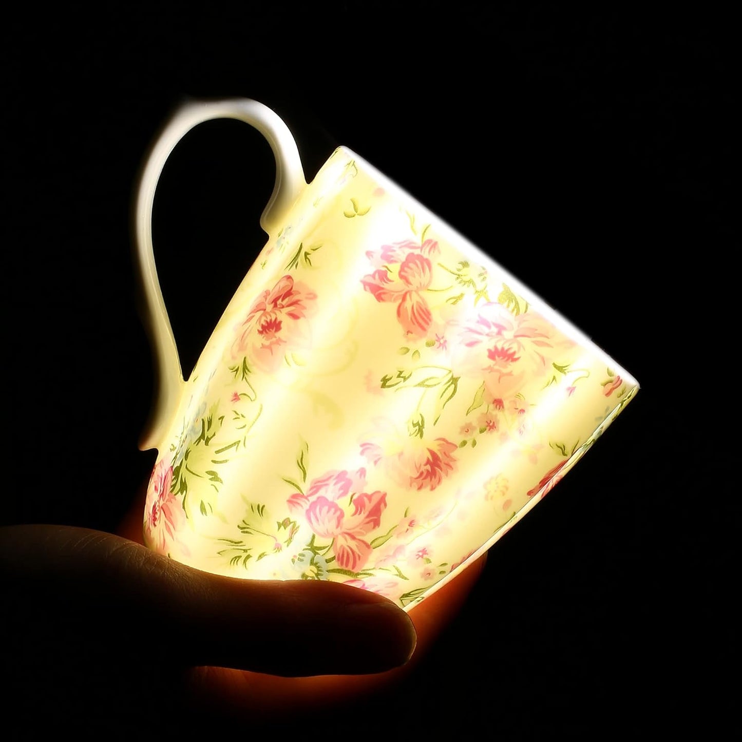 14oz Cute Coffee Mugs for Women Cute Mugs Bone China Floral Coffee Mug Teacups for Mom Women Birthday Gifts Christmas Gifts