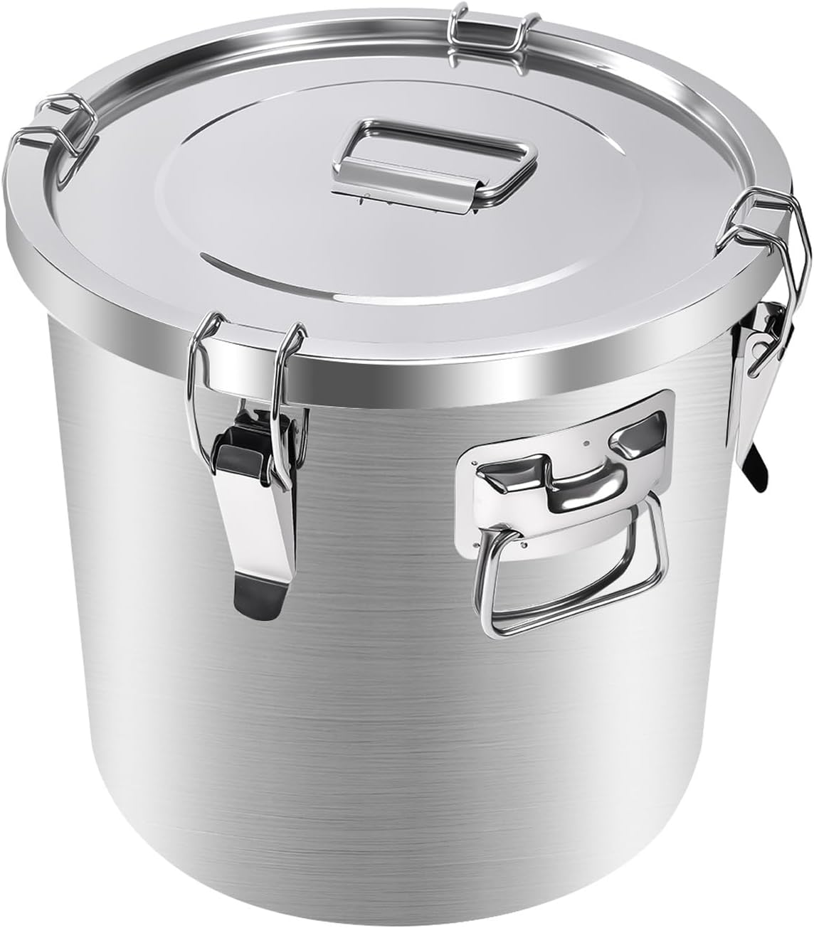 304 Stainless Steel Airtight Canister, 28L/7.4Gal Large Food Storage Containers with Lids and 4 Lock Clips Rice Cereal Grain, Oil Storage Bucket for Household Kitchen Bar Restaurants