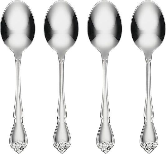 Oneida B552004C True Rose Everyday Flatware Dinner Spoons, Set Of 4, 6.75" L x 1.6" W