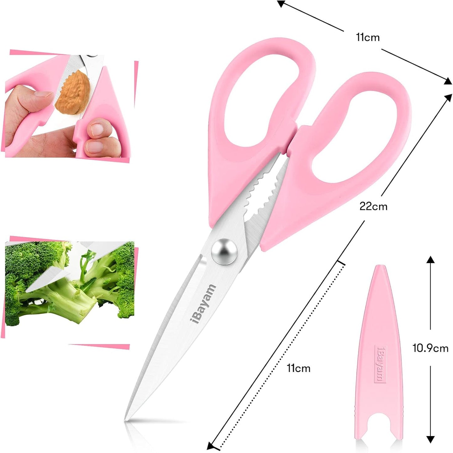 Gifts for Women, Mom, Wife, Her - Couple, Happy Birthday, Wedding Gifts, Christmas Day, Housewarming Gifts, iBayam Kitchen Scissors Heavy Duty Meat Poultry Shears Dishwasher Safe, Pink Stuff