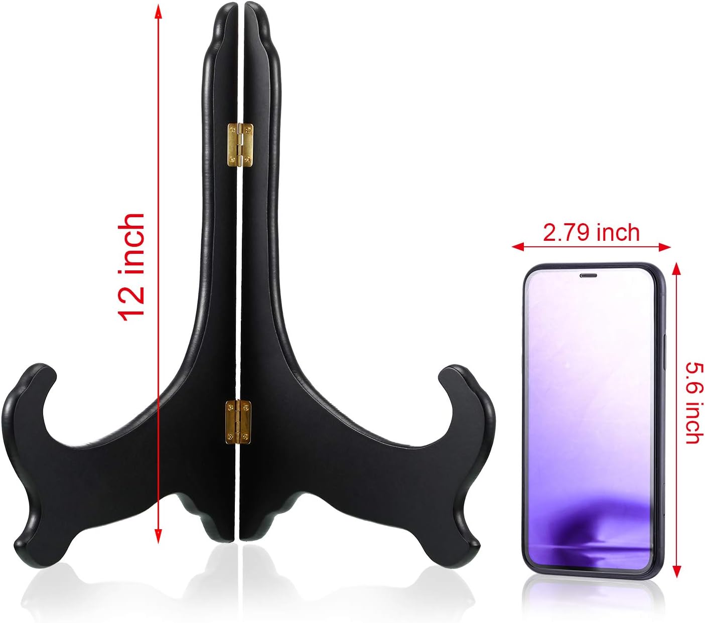 Tatuo 2 Packs Wooden Plate Stands for Display, Plate Holder Display Stand, Picture Frame Stand Easels, Tabletop Art Holder, Book Dish Decorative