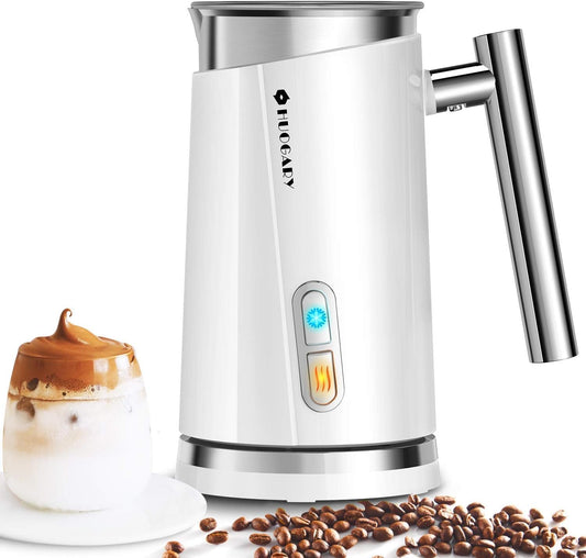 Huogary Milk Frother, Large Capacity Milk Frother and Steamer, 3 in 1 Electric Warm & Cold Milk Foam Maker, Non Stick Automatic Milk Warmer for Latte, Cappuccinos, Macchiato, White