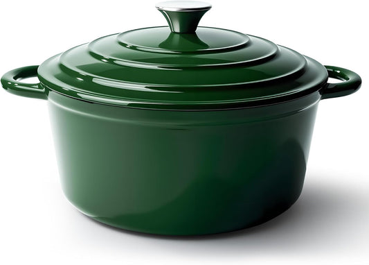 4.5 Quart Dutch Oven Pot with Lid, Non Stick Enameled Cast Iron Dutch Oven for Bread Baking, Heavy-Duty, Oven Safe Ceramic Cookware Up to 500°F for Baking, Braising, Stews, Roasting, Green