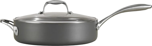 Tramontina OnyxPro Hard Anodized Non Stick 5.5-Quart Saute Pan with Glass Lid, Cooking Pan with Reinforced Nonstick Coating, Oven Safe