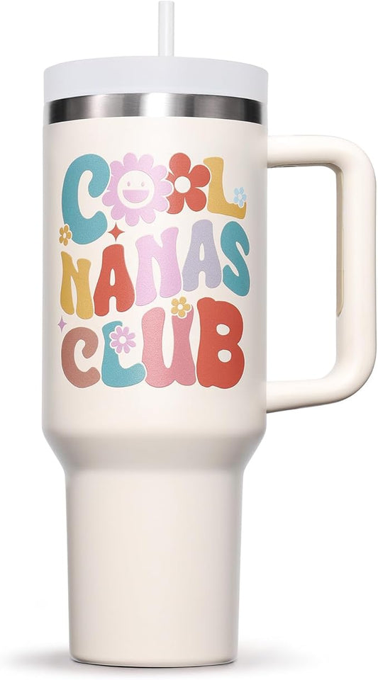 Christmas Gifts for Nana, 40 OZ Tumbler Best Nana Gift for Grandma from Granddaughter, Grandson, Grandkids, Cool Nanas Club Insulated Cup Gigi Grandma Birthday Gifts for Grandmother, New Nanas