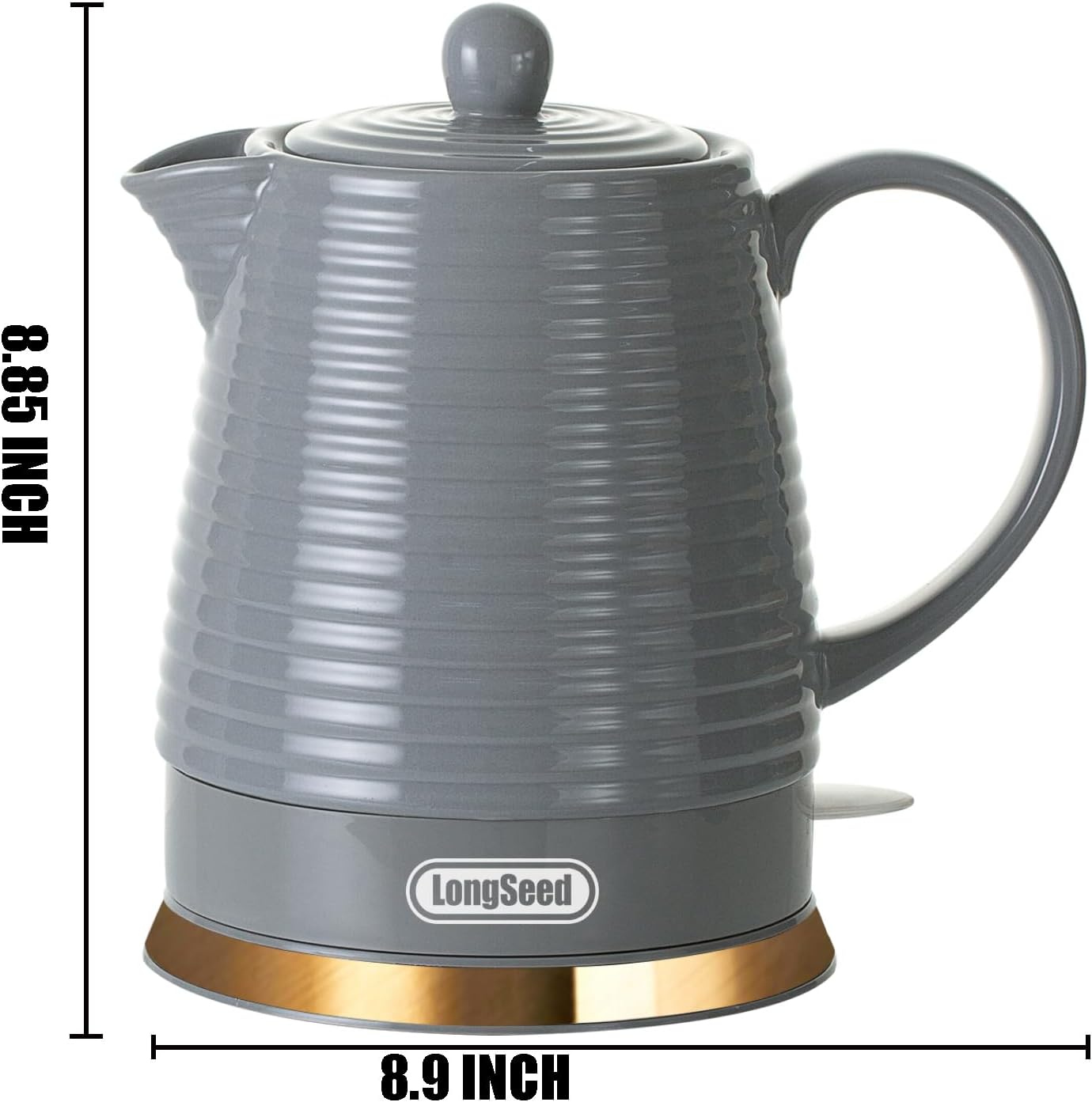1.2 Liter Ceramic Electric Kettle Pot with Infuser & Mug, 1000W Boil Water Teapot, Fast Boiling, Boil-Dry Protection, Automatic Shut-Off, Rotatable Base