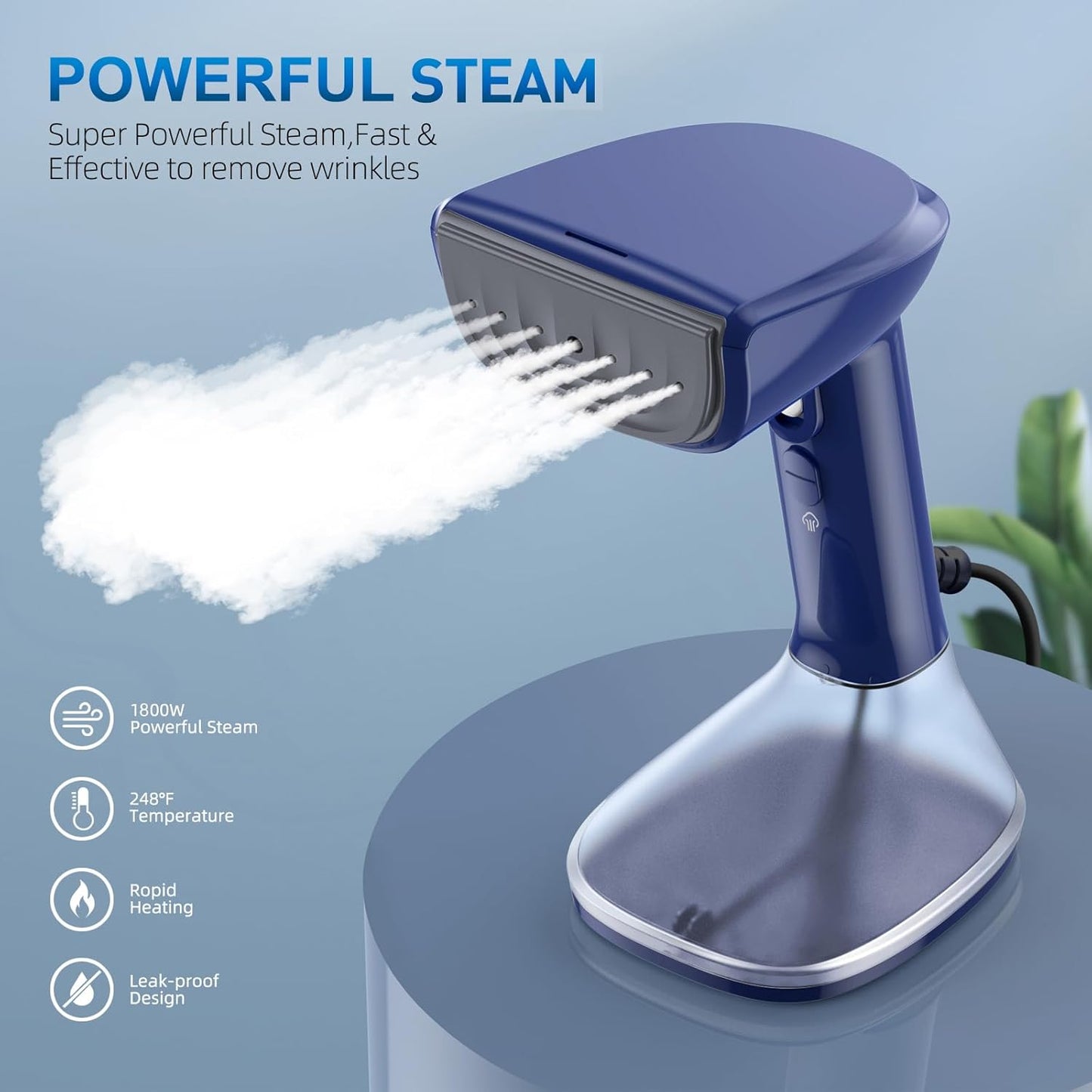 Steamer for Clothes - 1800W Powerful Steam, 2 Modes for Wet and Dry Ironing, 20-Second Fast Heat-up,Detachable Water Tank with Heat-Resistant Gloves -Removing Wrinkles.Only for 120V Countries.Blue