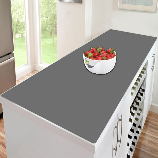 47.3''x23.6'' Extra Large Silicone Mat for Kitchen Counter, 1.4MM Thick Non-Slip Heat Resistant Countertop Protector, Waterproof Durable Kitchen Mat for Countertops, Islands (Dark Gray)