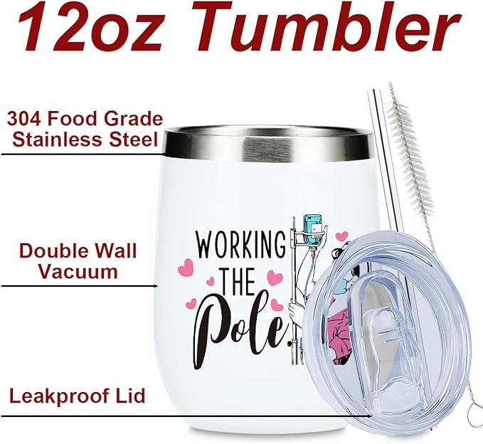 Funny Wine Tumbler, Nurse Accessories for Work, Nurse Gifts for Women, Nursing RN Gifts for Nurses Practitioner Birthday Christmas, Coffee Cup Insulated Stainless Steel 12oz Wine Glass with Lid, Straw