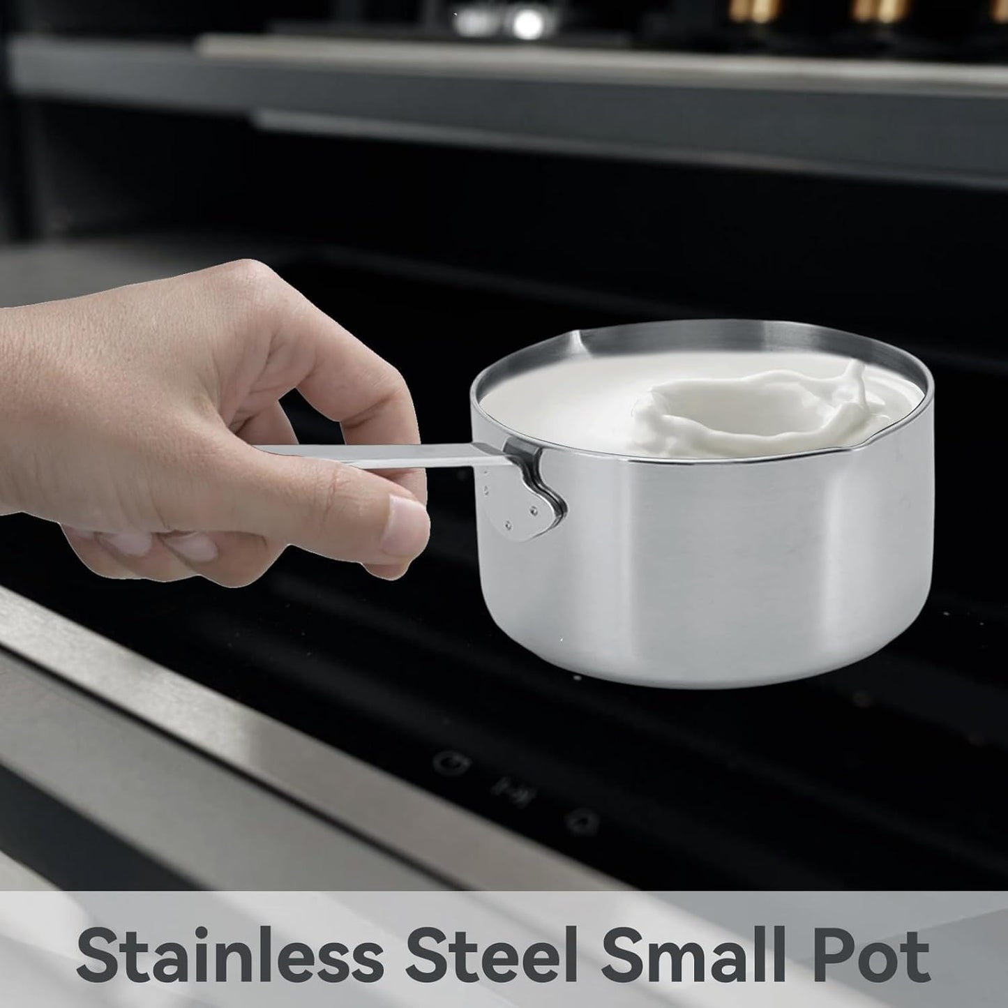 Small Sauce Pan, Stainless Steel Saucepan Multipurpose Sauce Pan, 350ml Stainless Steel Saucepan with Two Side Spouts and Long Handle Small Sauce Pot Mini Saucepans