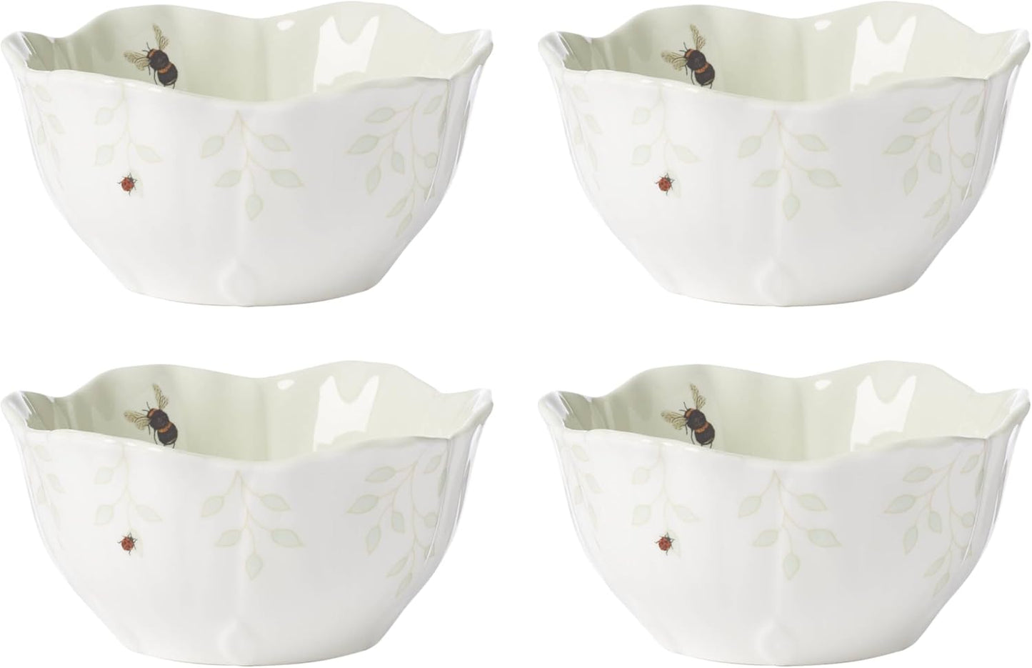 Lenox 897162 Butterfly Meadow Floral Dessert Bowls, Green, Set of 4