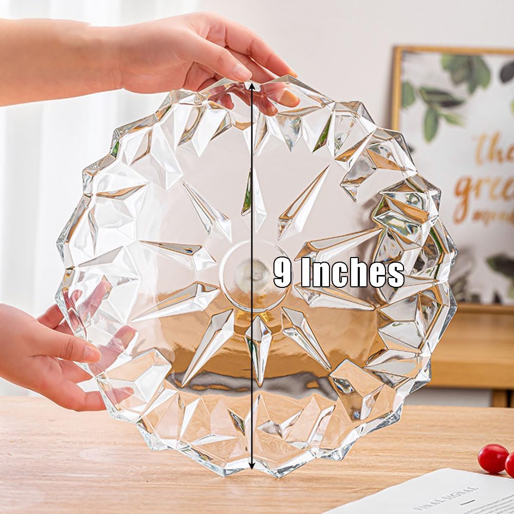 Countertop Crystal Fruit Bowl,Clear Plastic Serving Snack Salad Bowl,Flower Shape Decorative Bowl for Ice Cream Candy Nut Fruits