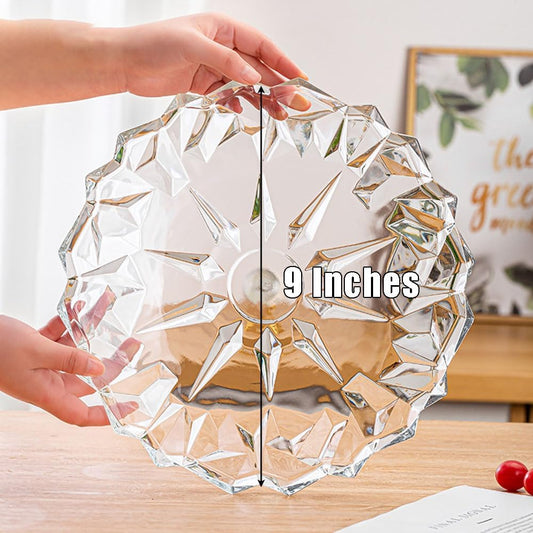 Countertop Crystal Fruit Bowl,Clear Plastic Serving Snack Salad Bowl,Flower Shape Decorative Bowl for Ice Cream Candy Nut Fruits