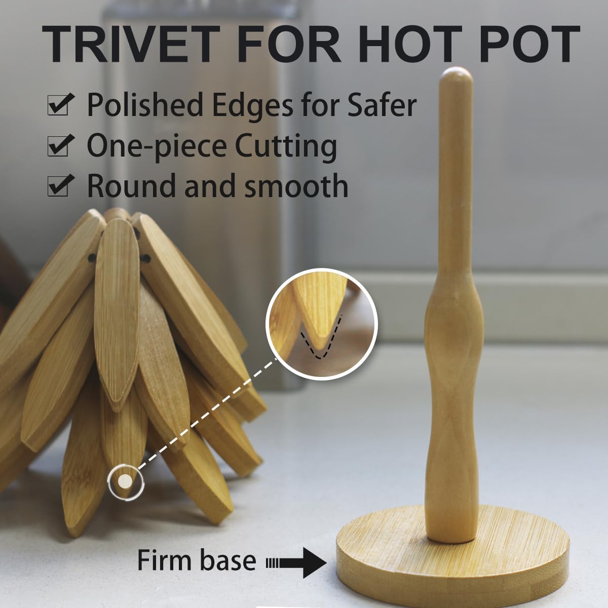 EGO LIFE Wooden Trivet Tree Set for Hot Dishes, 100% Natural Wood Trivet, Expandable Coaster, Foldable Tree-Sharped placemats with 4PCS(Original Color)