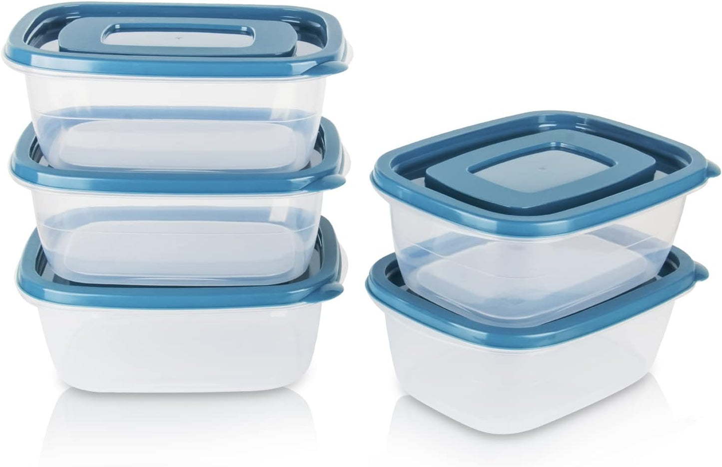 5PCS Food Containers Storage Sets(1000ML per Box),BPA-Free Rectangle Plastic Food Containers with Lids-Stackable Food Storage Box for School,Work,Travel and Meal Prep(Microwave and Fridge Safe)