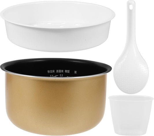 Amosfun Rice Cooker Inner Pot Replacement 8.07 Inch Nonstick Inner Lid with Scale and Rice Paddle for 3 to 7 Cup Cookers Kitchen Accessories