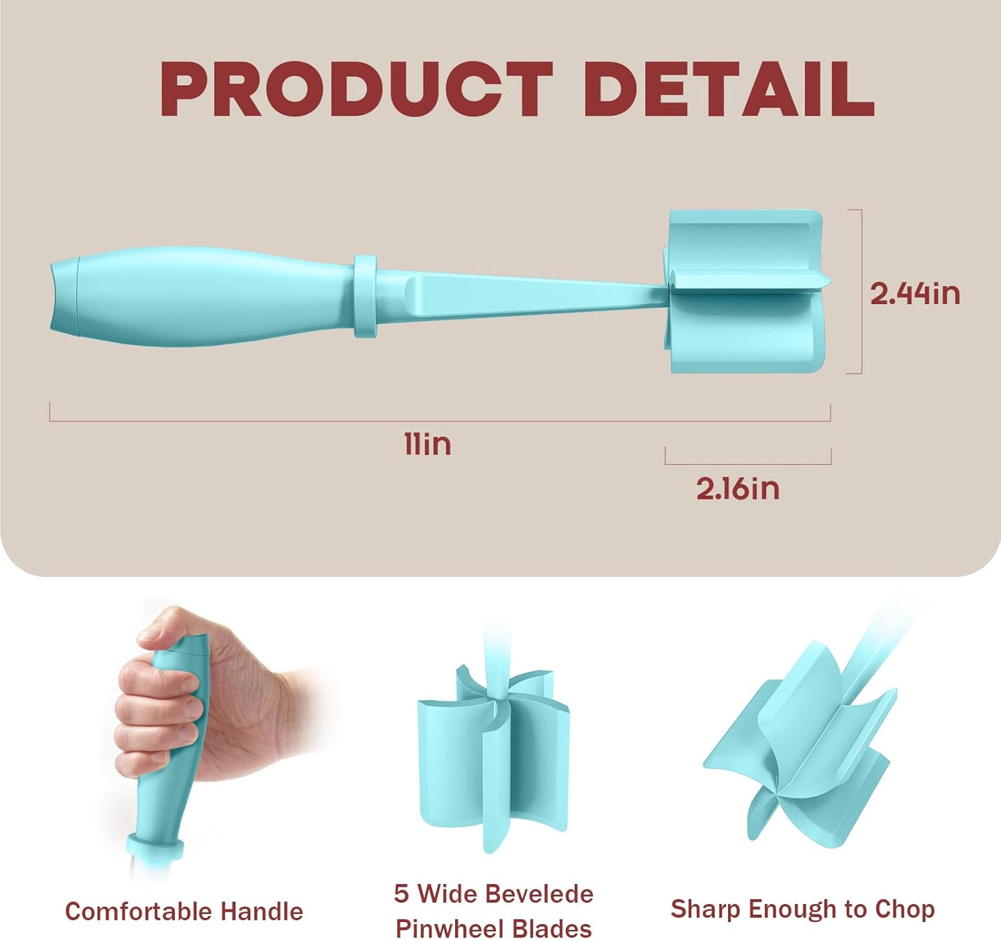 2 Pcs Meat Chopper, Upgrade Hamburger Grinder, Premium Heat Resistant Meat Masher for Ground Beef, Nylon Smasher Tool, Non Stick Mix Chopper, Hamburger Smasher Safe-Aqua