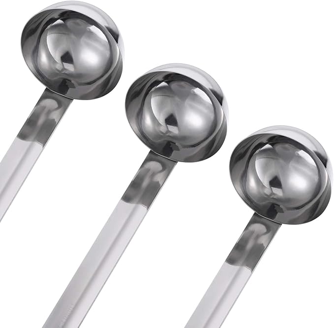 meekoo 3 Pieces Stainless Steel Ladle Soup Handle Ladle with Pouring Rim for Kitchen Cooking Soup Sauce(1 oz)