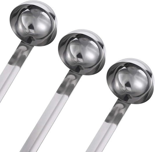 meekoo 3 Pieces Stainless Steel Ladle Soup Handle Ladle with Pouring Rim for Kitchen Cooking Soup Sauce(1 oz)
