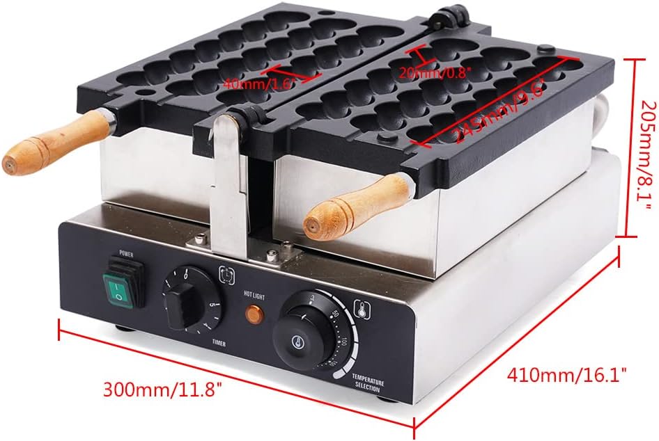 1800W Commercial Bubble Waffle Maker, 6 Grids Electric Waffle Maker Non-Stick Stainless Steel Belgian Waffle Iron w/Time & Temper Adjustable|180°Rotating, Large Waffle Machine for Restaurant Party