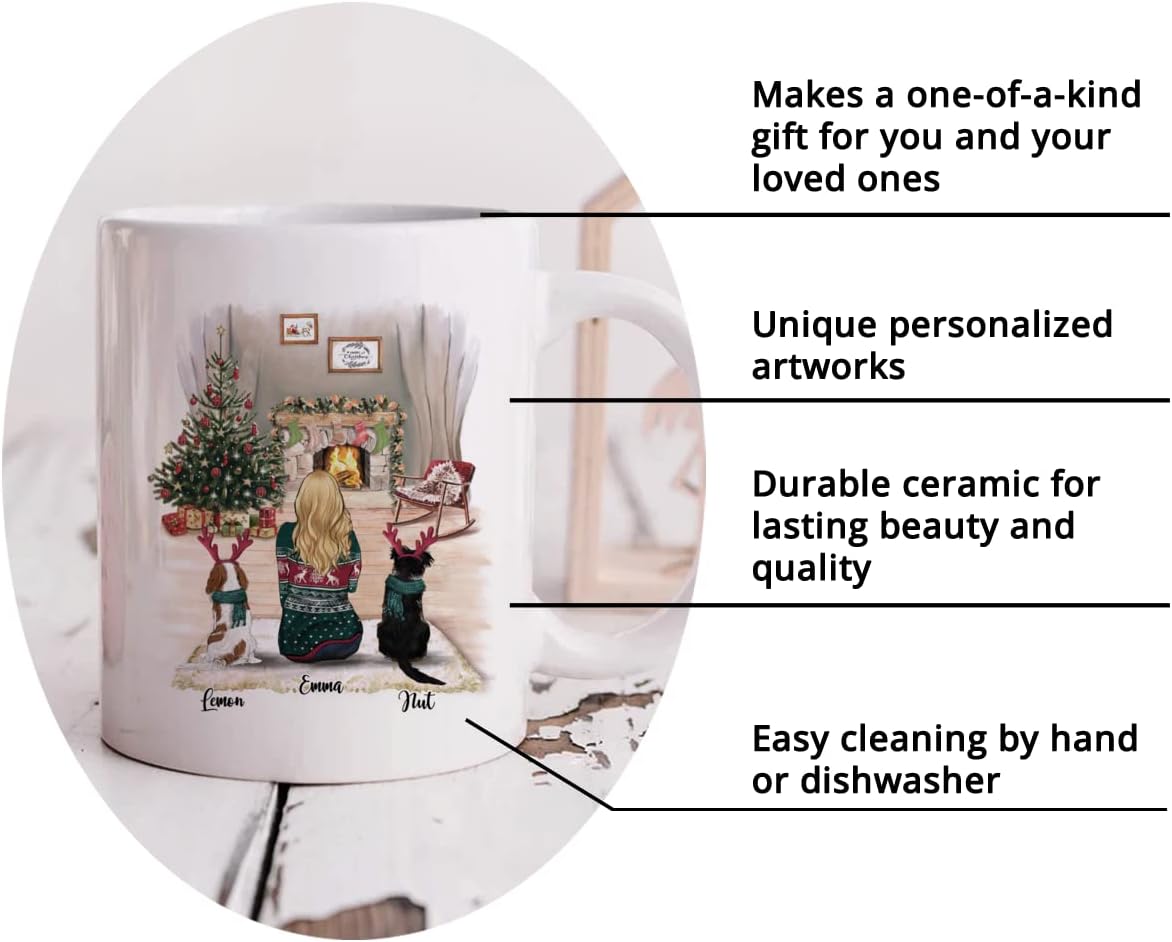 Gossby Personalized Dog Mug - Life is Better with Dogs (Girl - 2 Dogs) - 11oz, 15oz White, Two-tone Customized Christmas Coffee Mugs for Women - Personalized Gifts for Dog Mom on Christmas