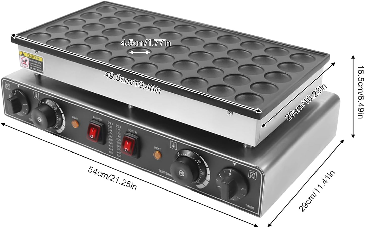 110V Mini Dutch Pancake Baker Maker, 50PCS 1700W Commercial Electric Nonstick Waffle Maker Machine, 1.77in Pancake Maker Electric Waffle Maker with Timer for Home and Restaurants