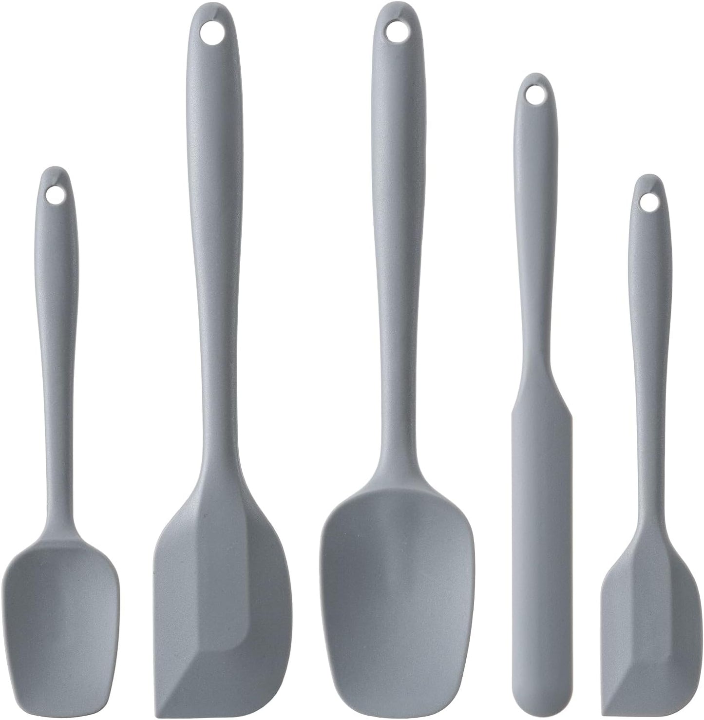 Silicone Spatula Set, 5 Piece Food Grade Rubber Spatulas for Baking, Cooking, and Mixing High Heat Resistant Non Stick Dishwasher Safe BPA-Free (Grey)