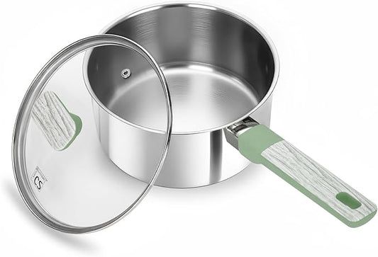 KOCH SYSTEME CS Stainless Steel Saucepan with Lid, 2QT Stainless Steel Pot with Stay-Cool Handle, 2 Quart Small Cooking Pot, Non-toxic Sauce Pan, Induction Compatible Pot, Dishwasher Safe