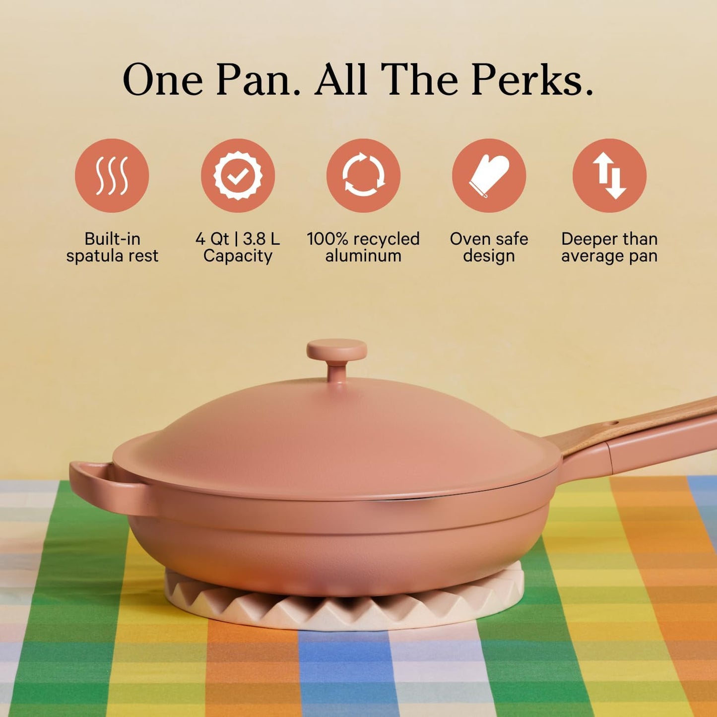 Our Place Large Always Pan 2.0-12.5” (4 Qt) Nonstick, Toxin-Free Ceramic Cookware | Patented 10-in-1 Aluminum Frying & Sauté Pan | Safe for Oven, Induction & All Cooktops up to 450°F | Spice