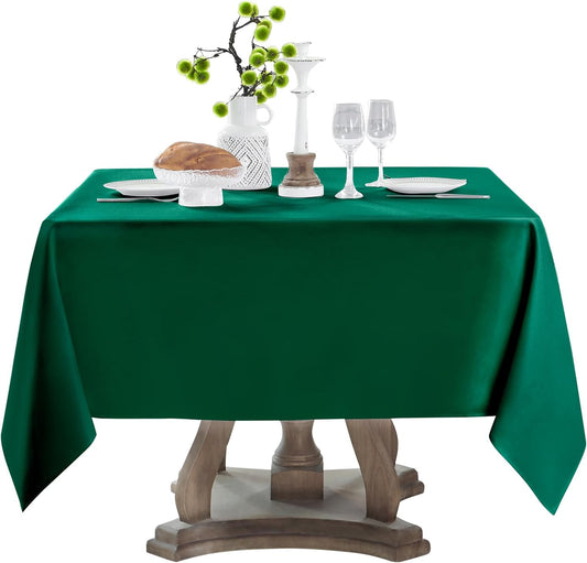 Square Tablecloth 52 x 52 Inch Dark Green Tablecloths Stain-Wrinkle Resistant Washable Polyester Table Cloths for Holiday, Buffet Parties,and Wedding 1pack