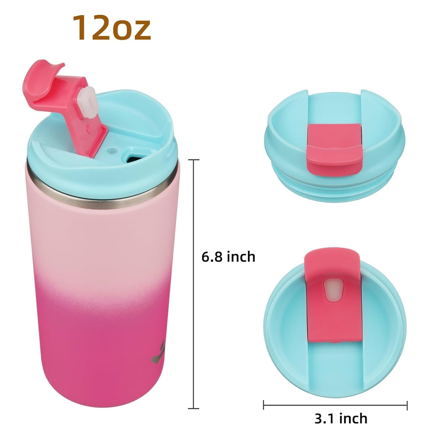 Tumbler with Lid, 12 oz Travel Coffee Mug Double Wall Vacuum Stainless Steel Thermal Metal Cup Insulated Water Bottle,Cherry