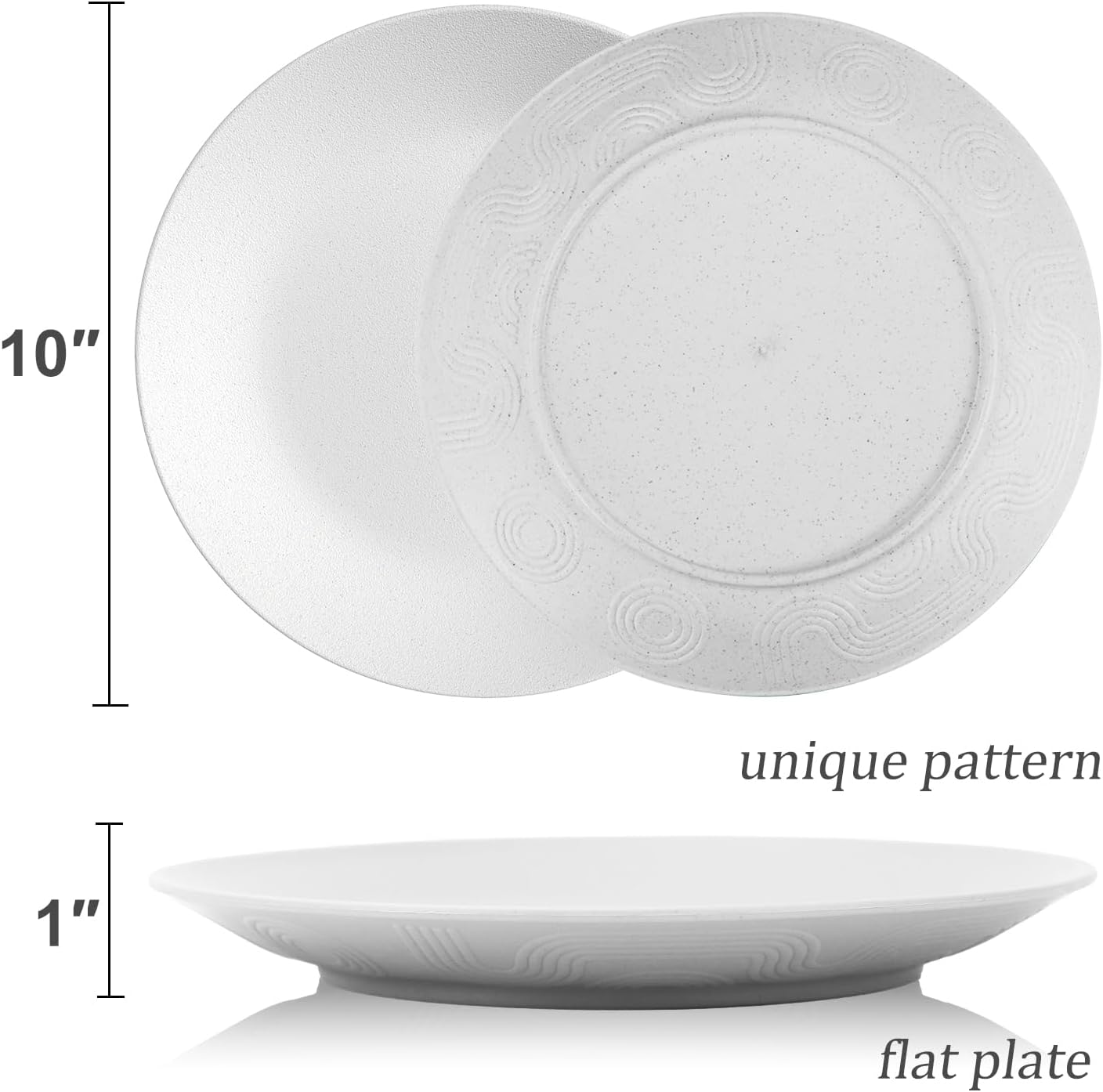 Wrova Wheat Straw Dinner Plates 10 Inch Unbreakable Set of 8 - Dishwasher & Microwave Safe Plastic Plates Reusable - Lightweight Plates for kitchen,camping,picnic,R.V. - White